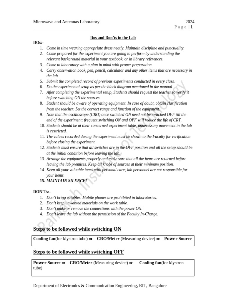 Lab Guidelines for Microwave Experiments | PDF | Printed Circuit Board ...