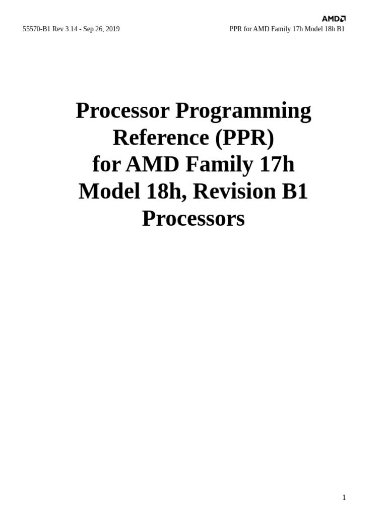 AMD Family 17h Model 18h B1 PPR Guide | PDF | Computer Engineering ...