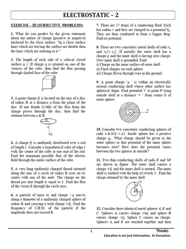 Electrostatics Exercise III Solutions | PDF | Sphere | Physics