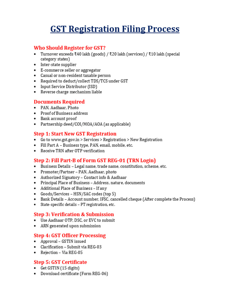 GST Registration Procedure Overview | PDF