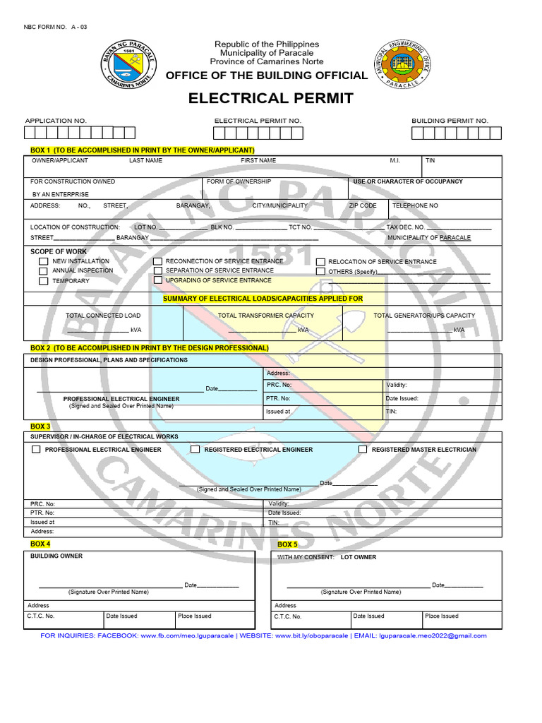 Electrical Permit Application Form | PDF