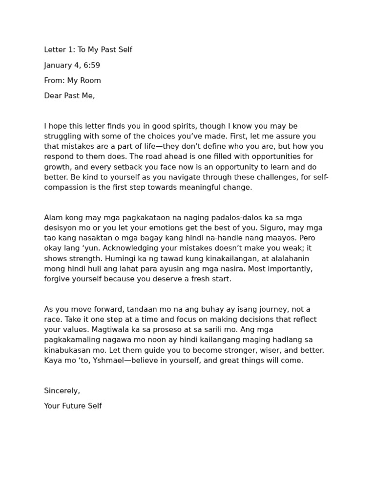 An Open Letter to Myself | PDF