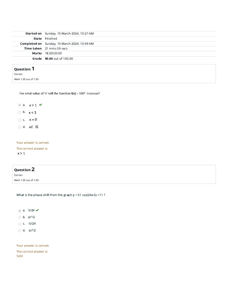 Math Exam Results and Key Concepts | PDF | Infinity | Asymptote