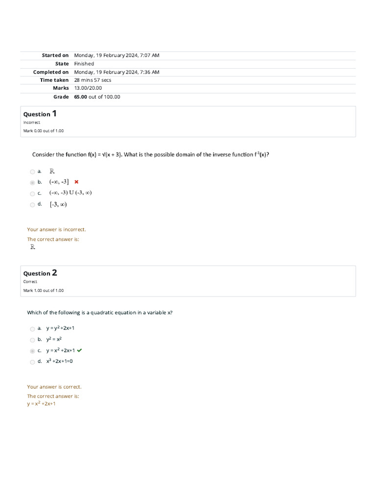 Graded Quiz Unit 3 - Attempt Review - Home | PDF | Function ...
