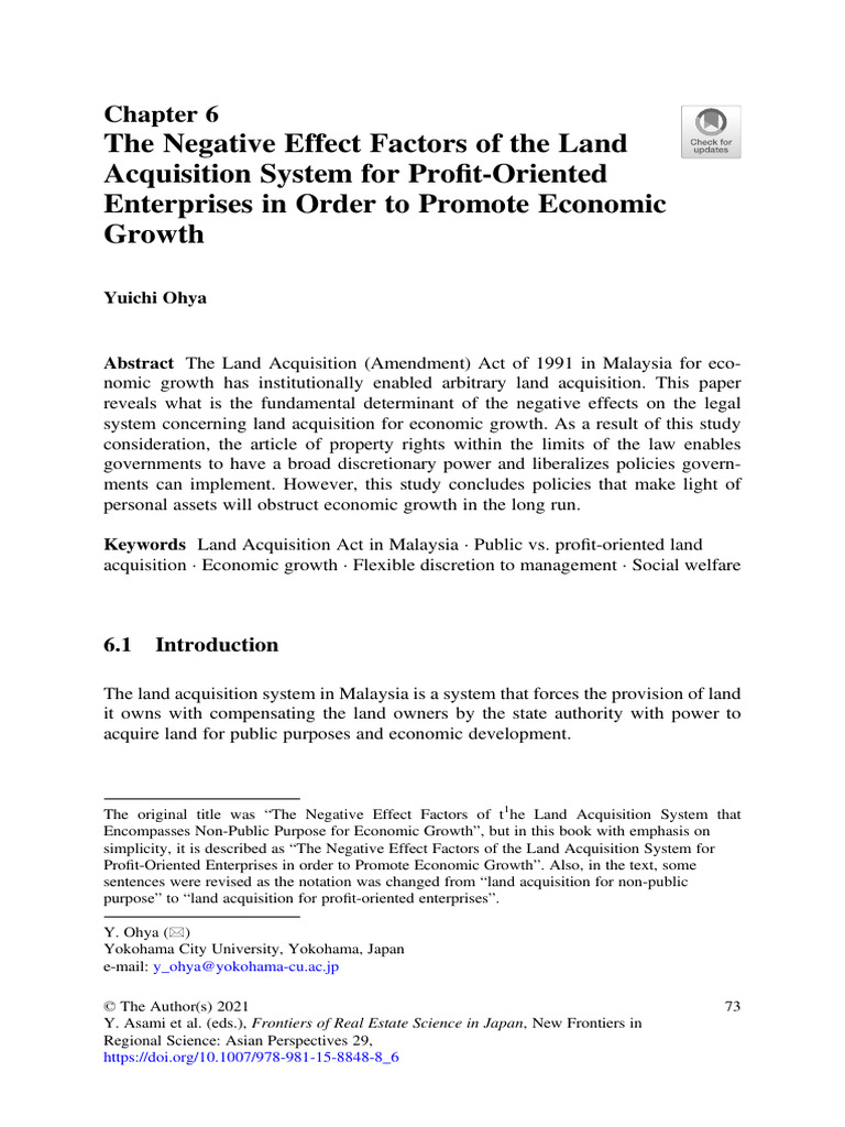Negative Impacts of Malaysia's Land Acquisition | PDF | Income ...