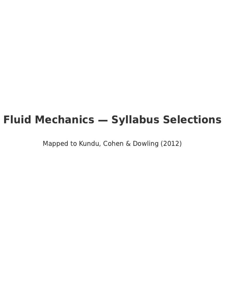 Fluid Mechanics Syllabus Selections | PDF | Fluid Mechanics | Fluid ...