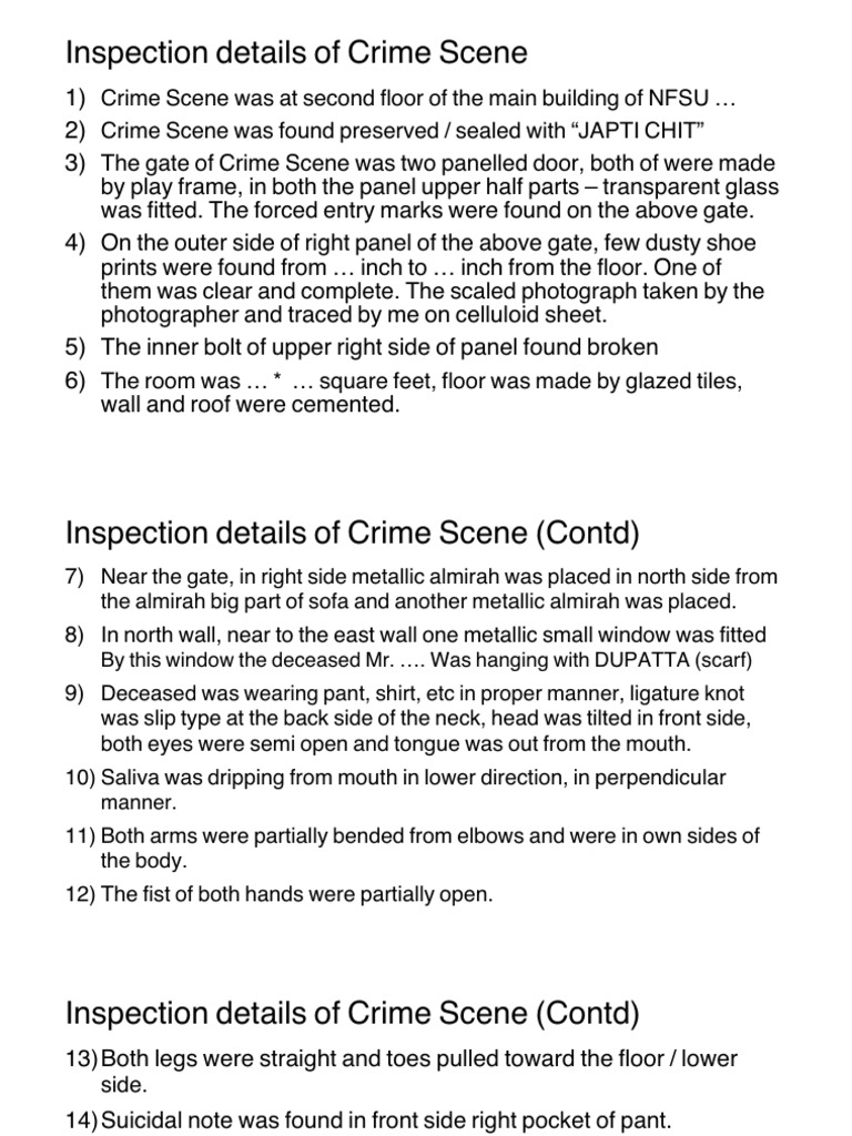 Inspection Details of Crime Scene | PDF