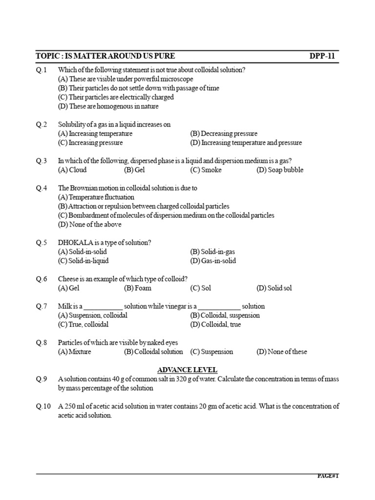 Understanding Pure Matter and Solutions | PDF | Colloid | Distillation