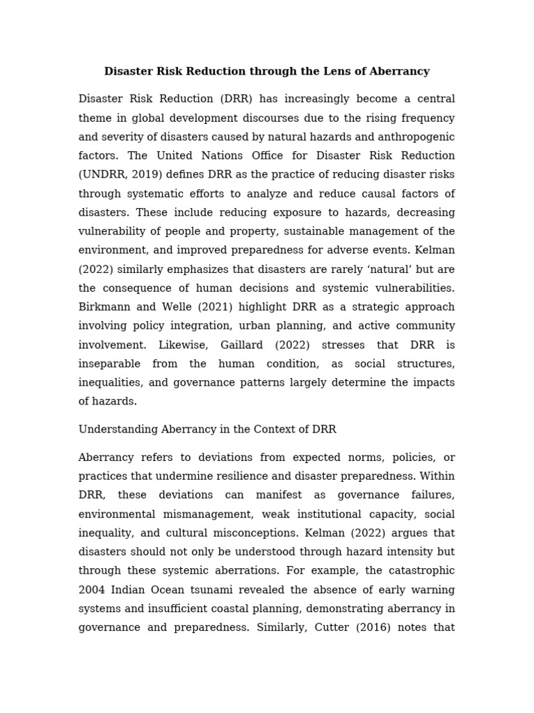 Aberrancy in Disaster Risk Reduction | PDF | Hazards | Disaster Risk ...