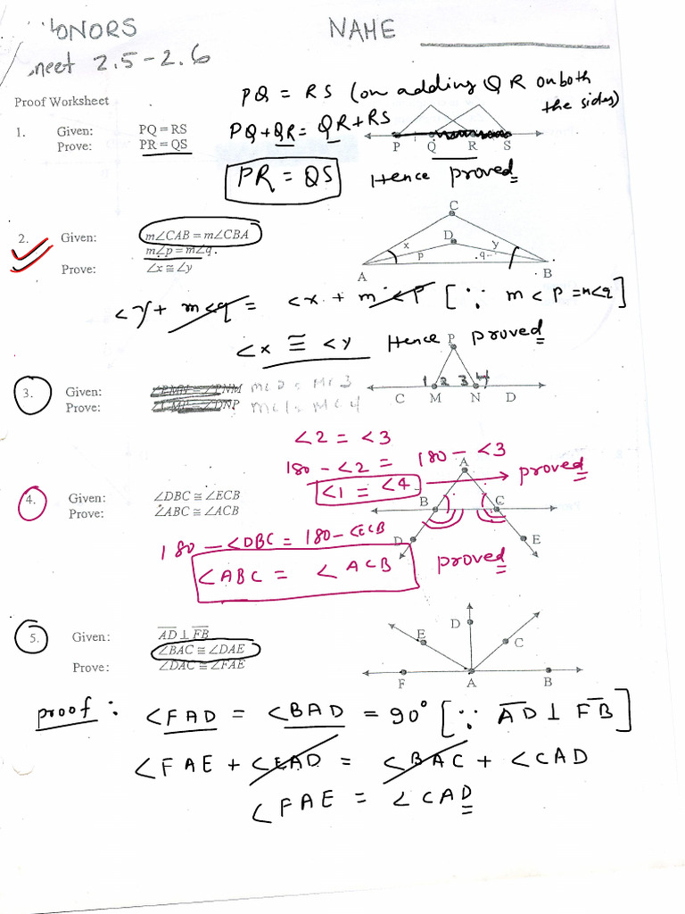 Proof - Worksheet SOLUTION | PDF