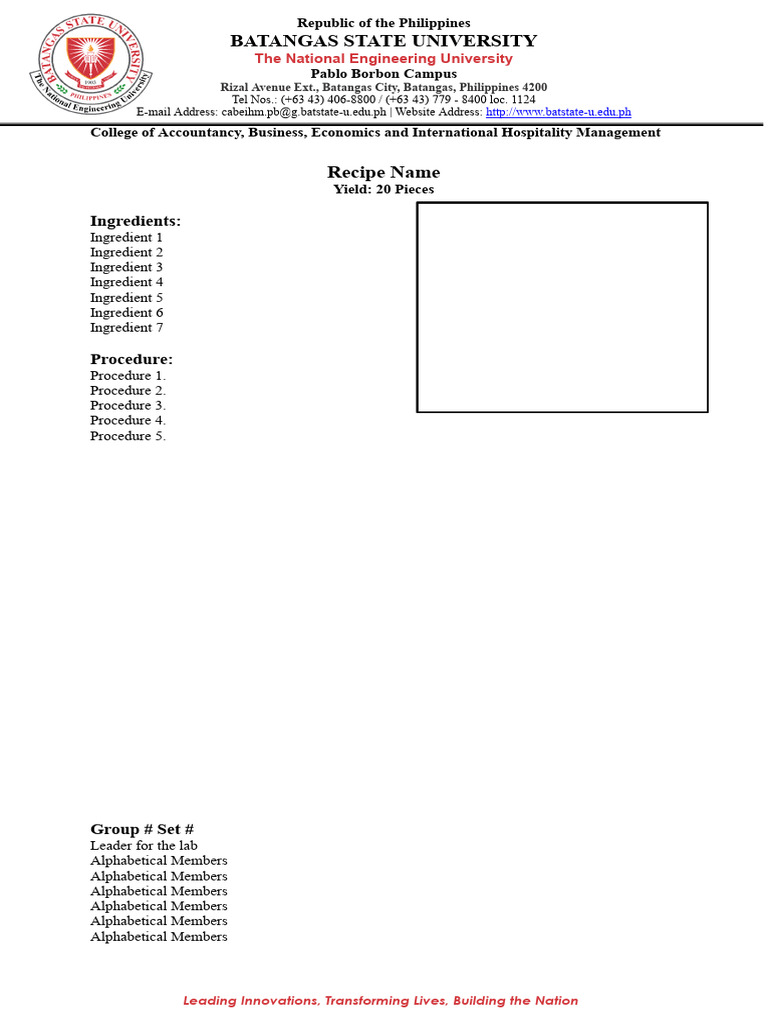 Batangas State University Recipe Guide | PDF