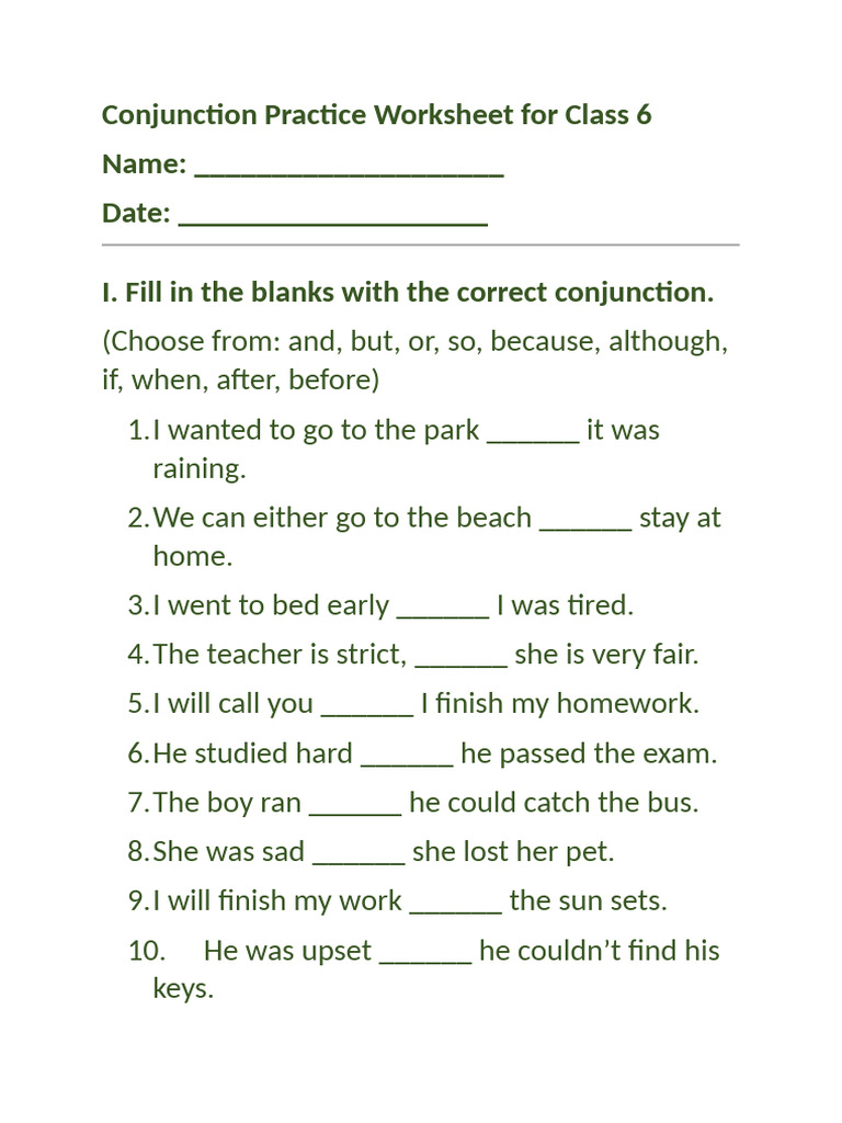 Class 6 Conjunction Practice Worksheet | PDF | Chess Openings | Chess ...
