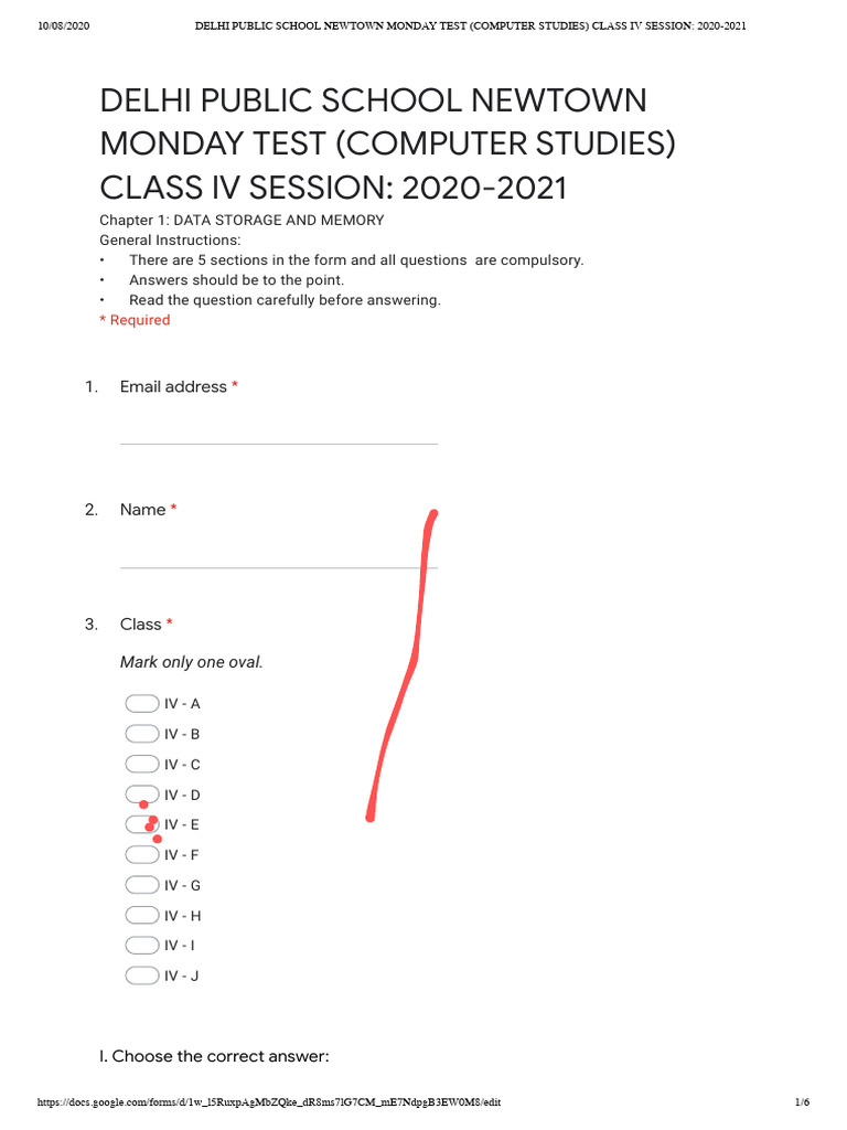 Class IV Computer Studies Test 2020 | PDF | Read Only Memory | Usb ...