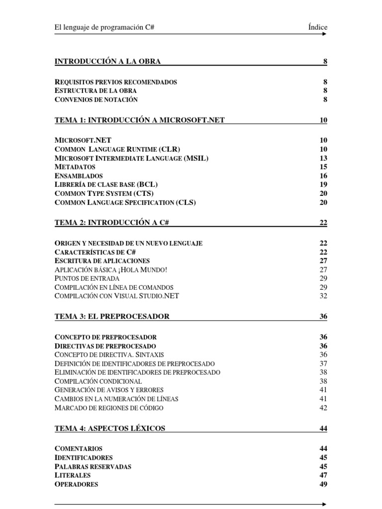 El Lenguaje de Programacin C Sharp | PDF