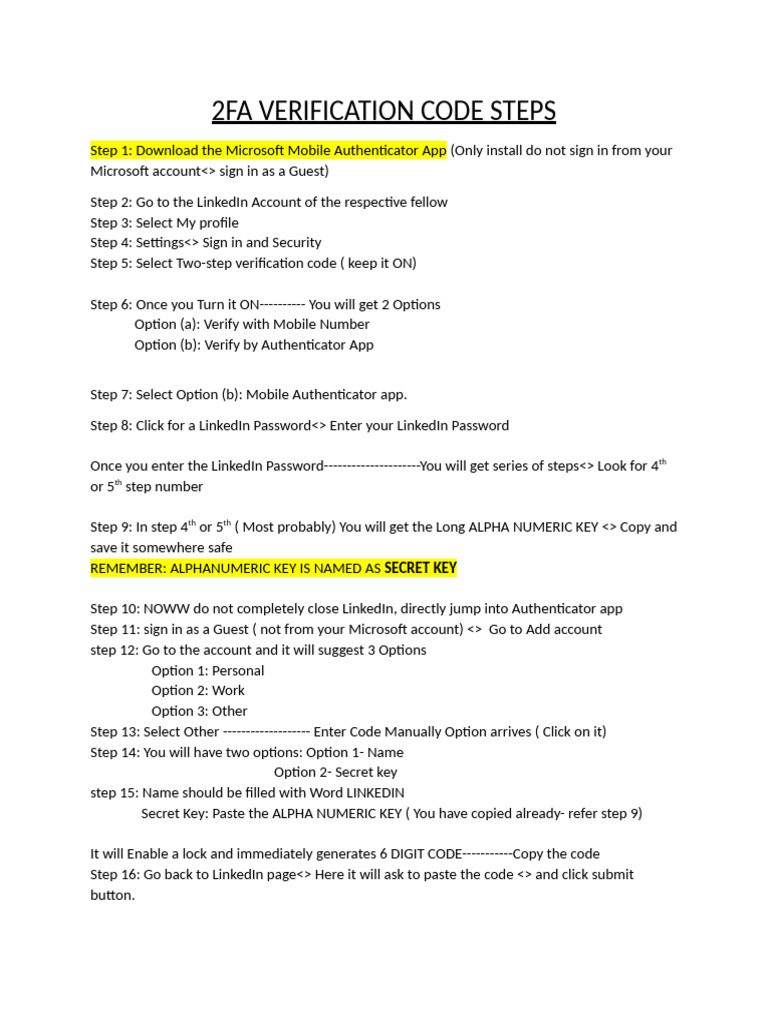 LinkedIn 2FA Setup Guide | PDF