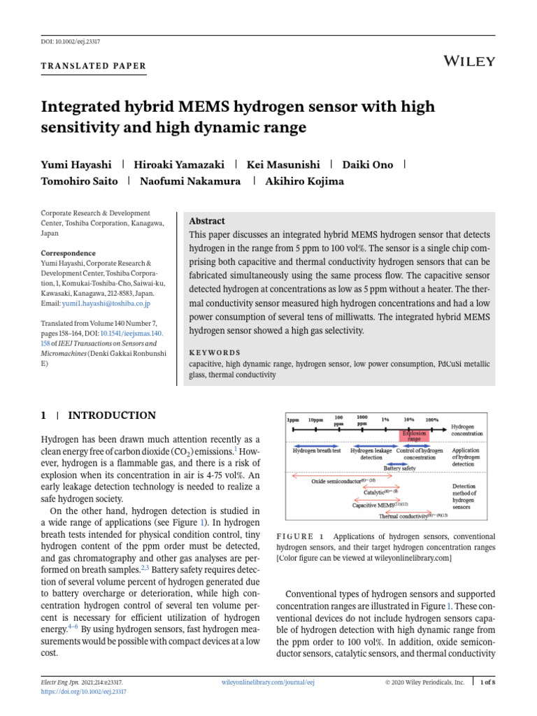 Hybrid MEMS Hydrogen Sensor Design | PDF | Sensor | Hydrogen