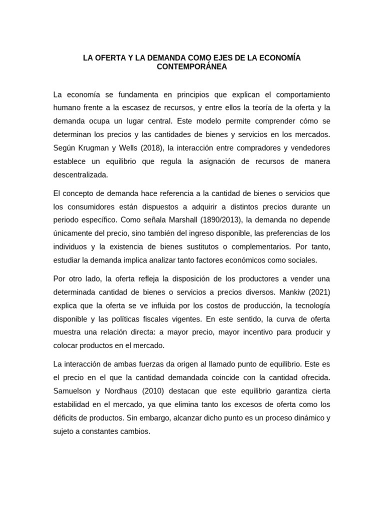 Oferta y demanda en la economía actual | PDF | Elasticidad (economía ...