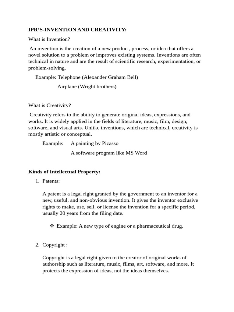 Understanding Invention and Creativity | PDF | Intellectual Property ...
