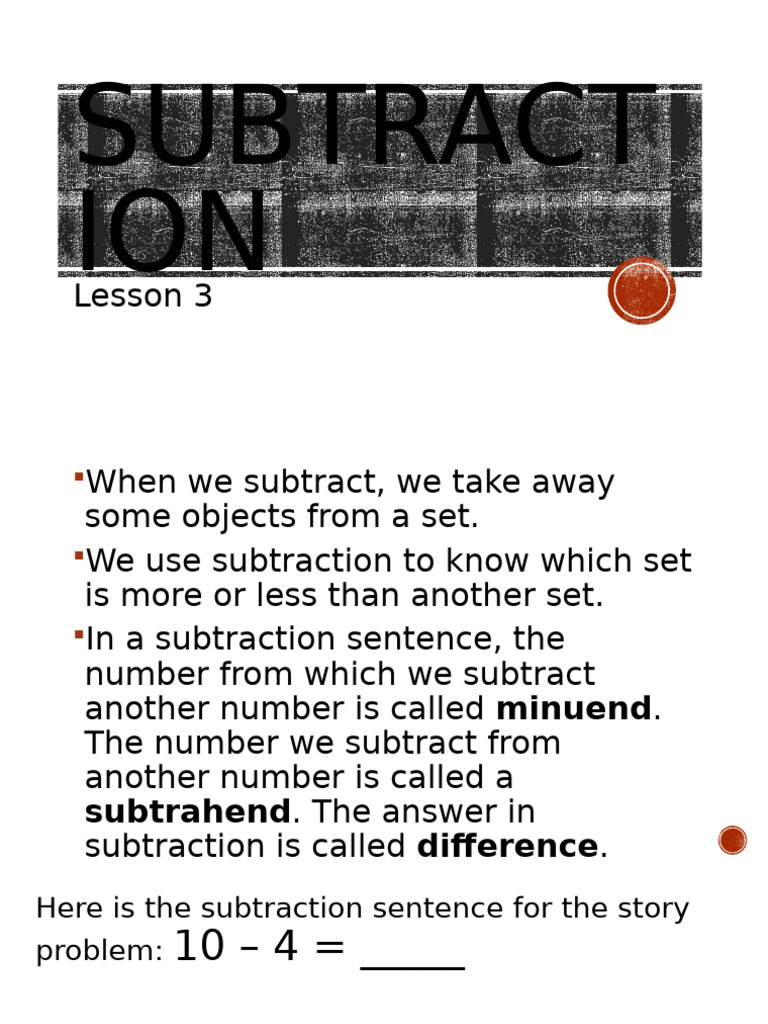 U3 Lesson 3 Subtraction | PDF