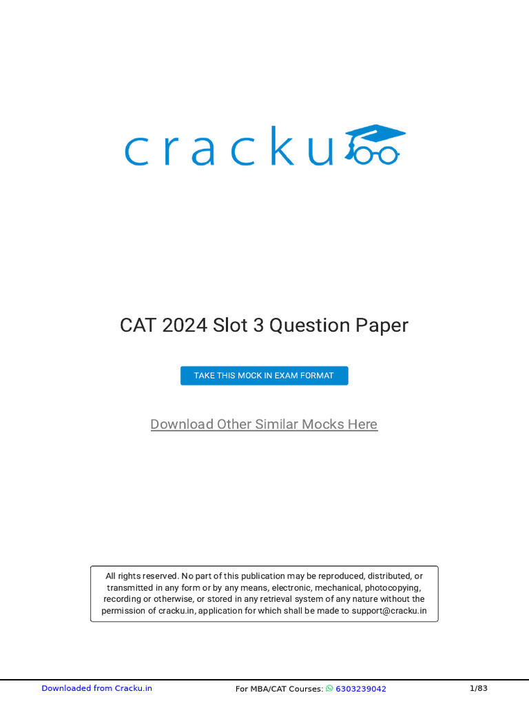 CAT 2024 Slot 3 Question Paper PDF | PDF | Mars | Artificial Intelligence