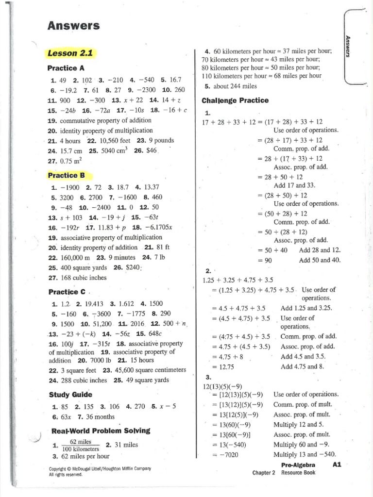 CH 2 Practice B Problems Key | PDF