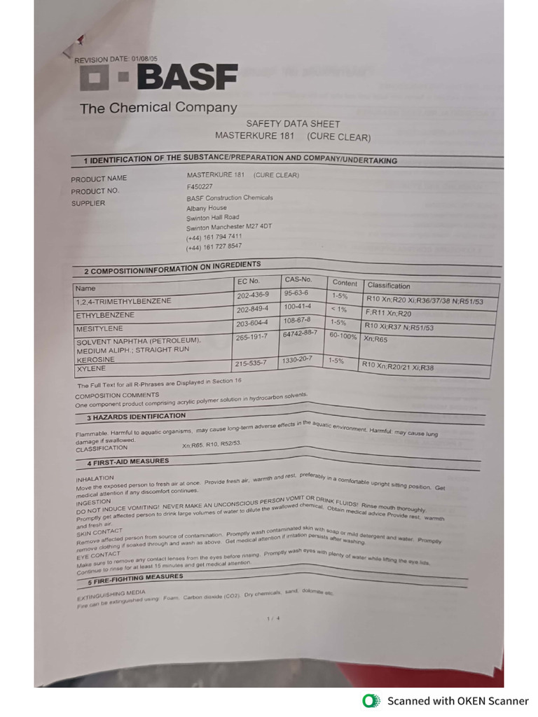 MSDS For B300 Material Storage | PDF