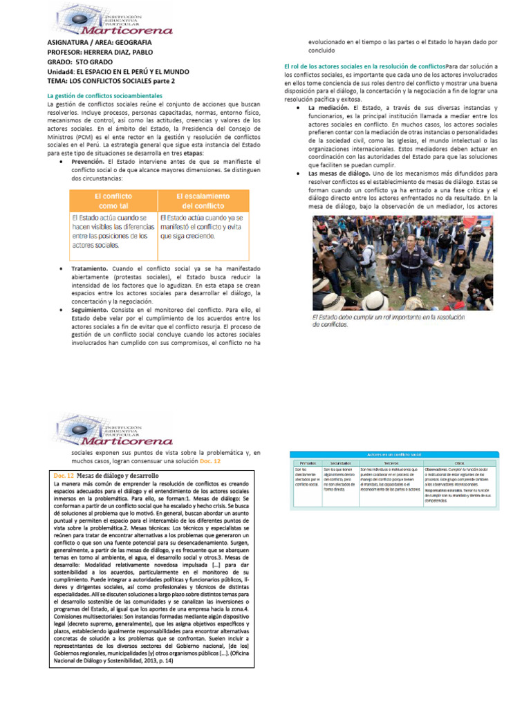 Gestión de Conflictos Sociales en Perú | PDF | Conflicto (proceso ...