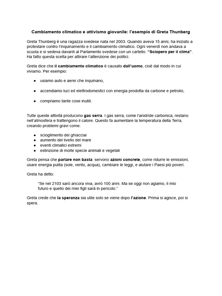 Greta Thunberg Semplificato | PDF