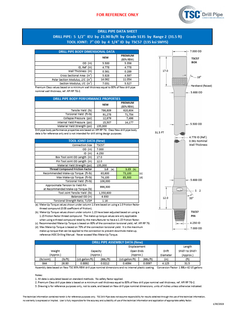 Premium Drill Pipe Specifications Guide | PDF | Pipe (Fluid Conveyance ...