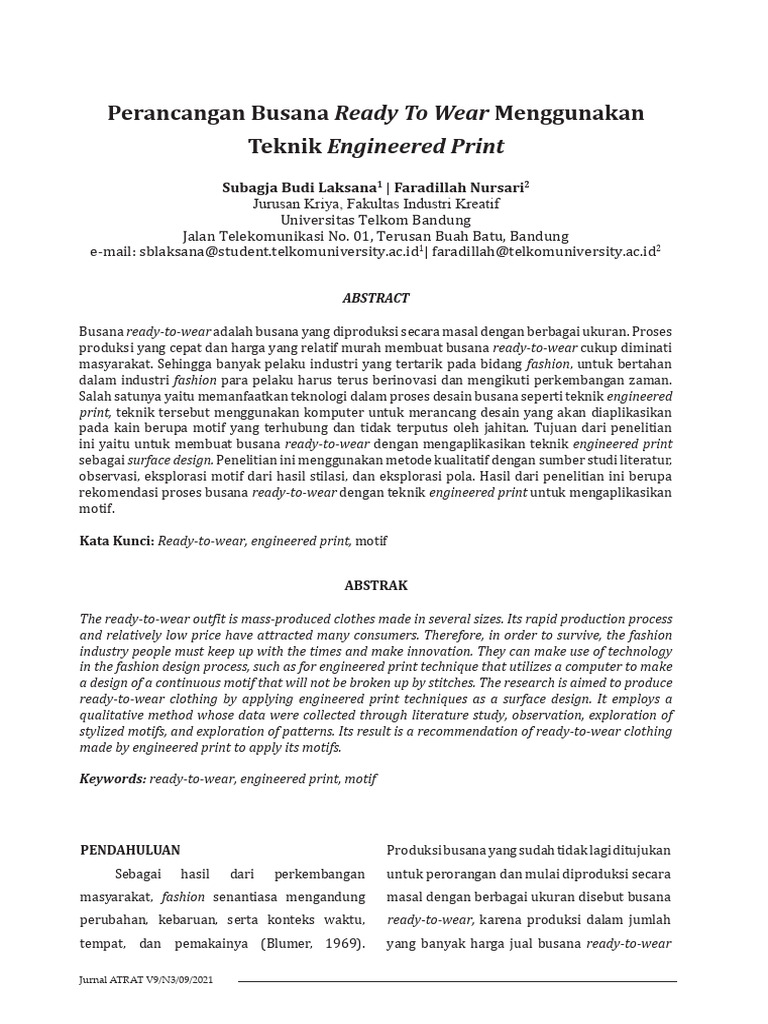 Desain Busana RTW dengan Engineered Print | PDF