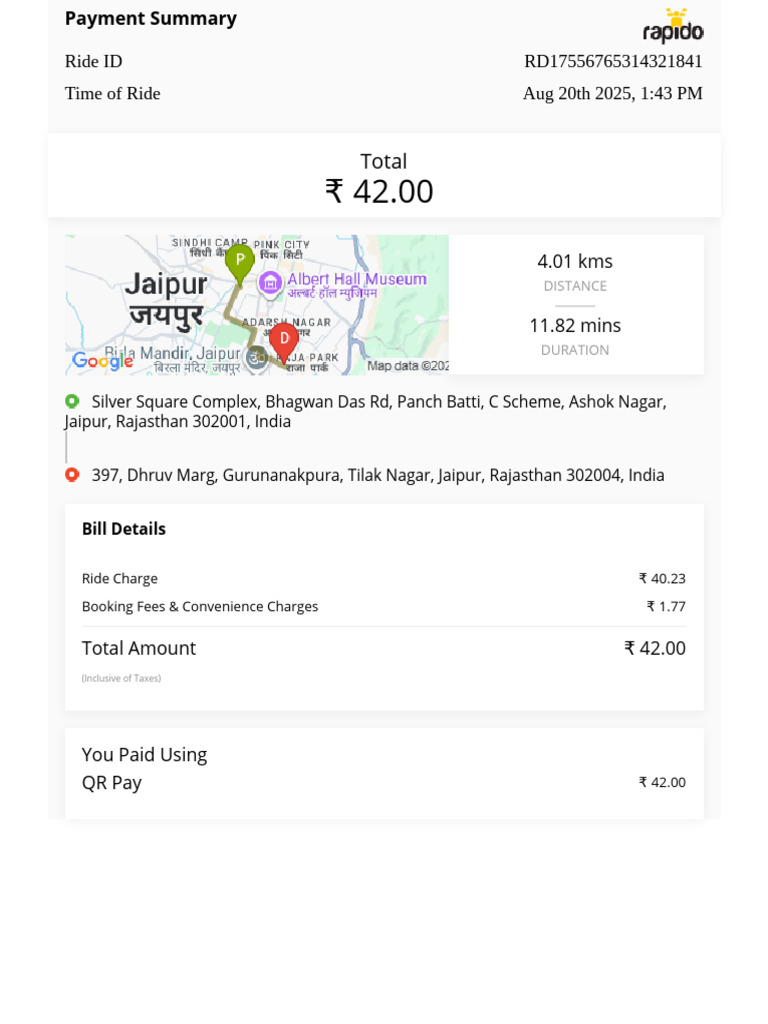 Jaipur Ride Invoice Summary | PDF | Invoice | Government Finances