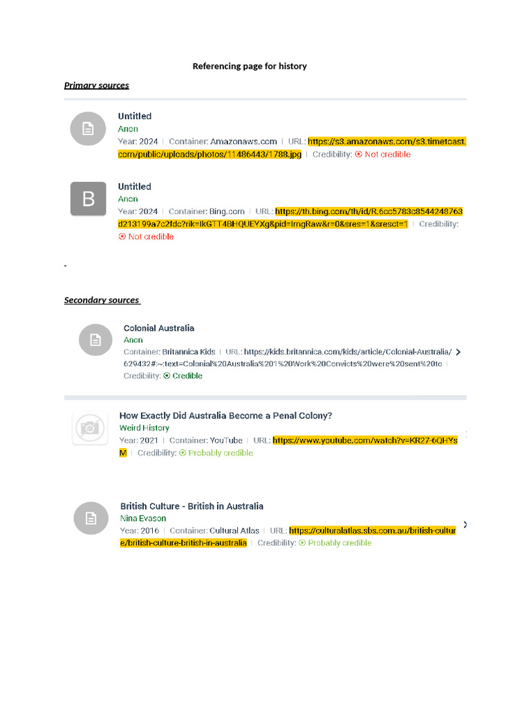 Referencing Page For History | PDF