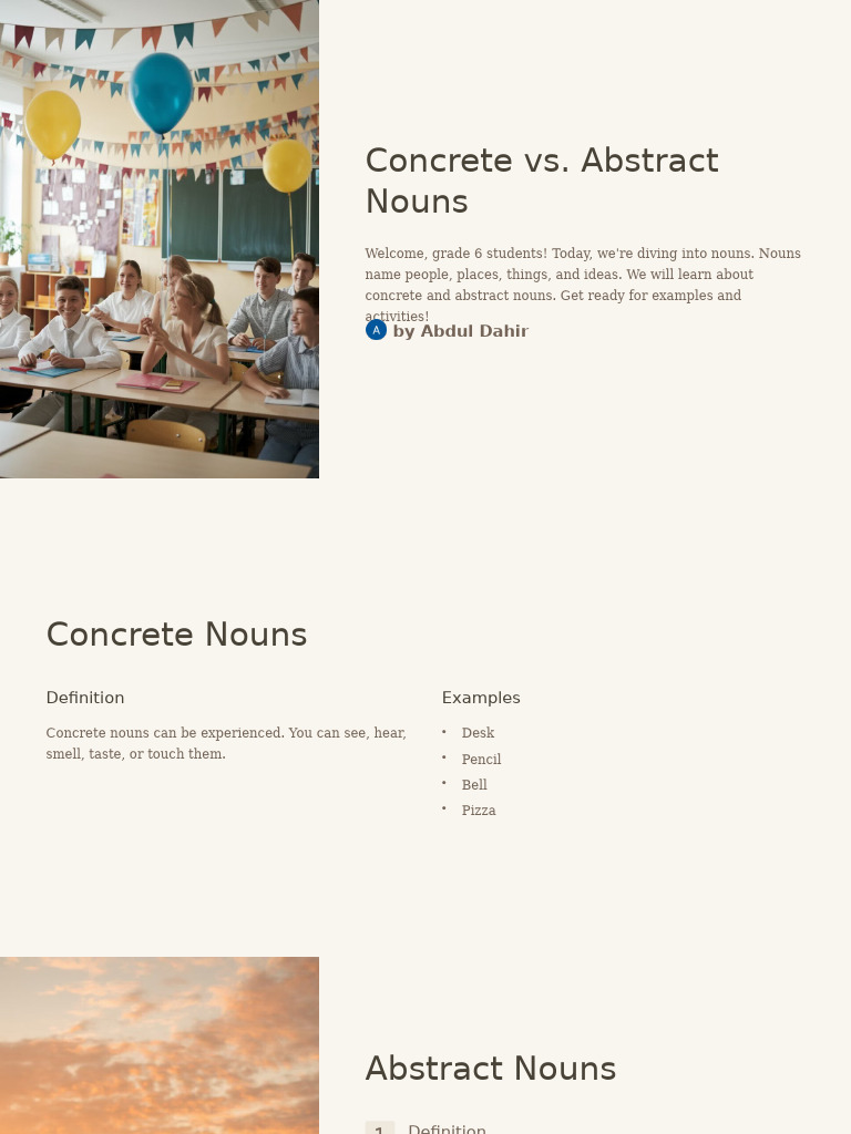 Concrete Vs Abstract Nouns | PDF