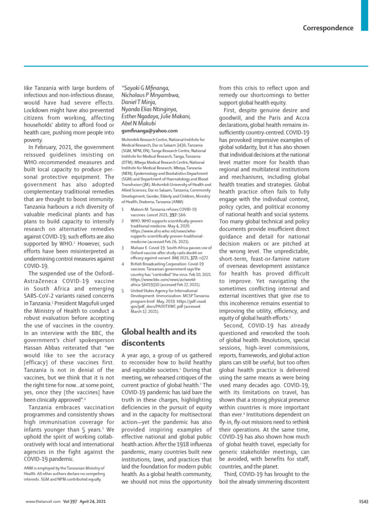 Global Health Equity Post-COVID Insights | PDF | Global Health | World ...