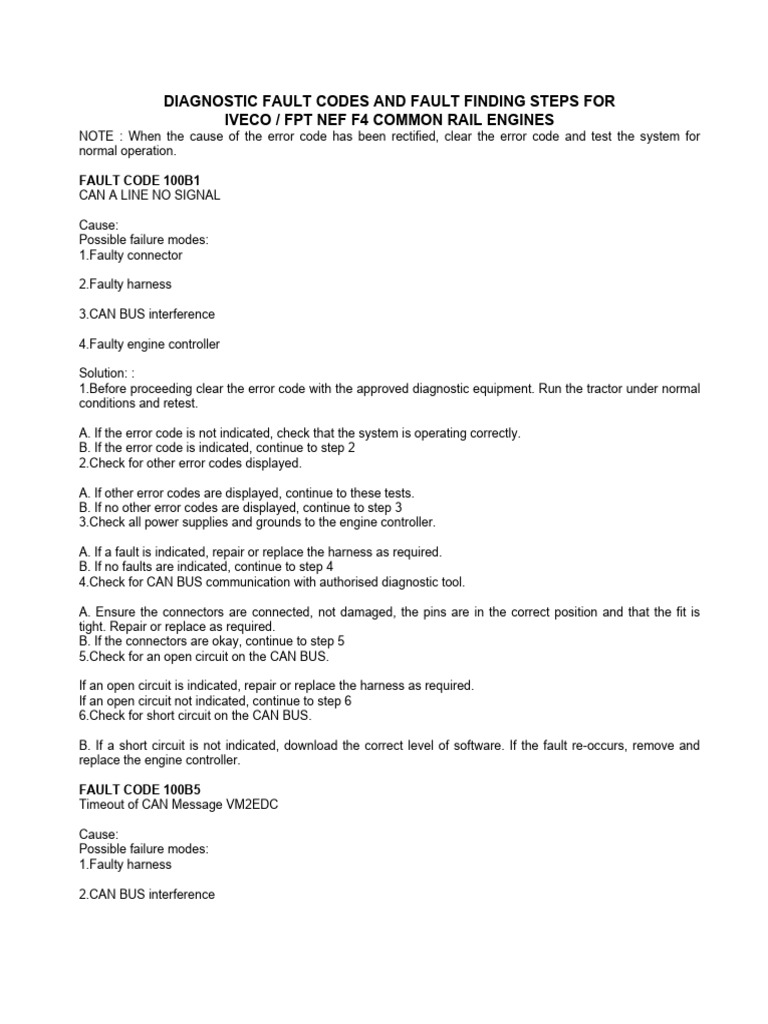 IVECO/FPT NEF F4 Fault Code Guide | PDF | Electrical Connector | Sensor