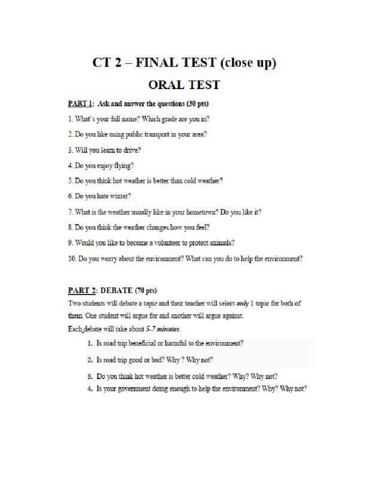 Oral Test | PDF