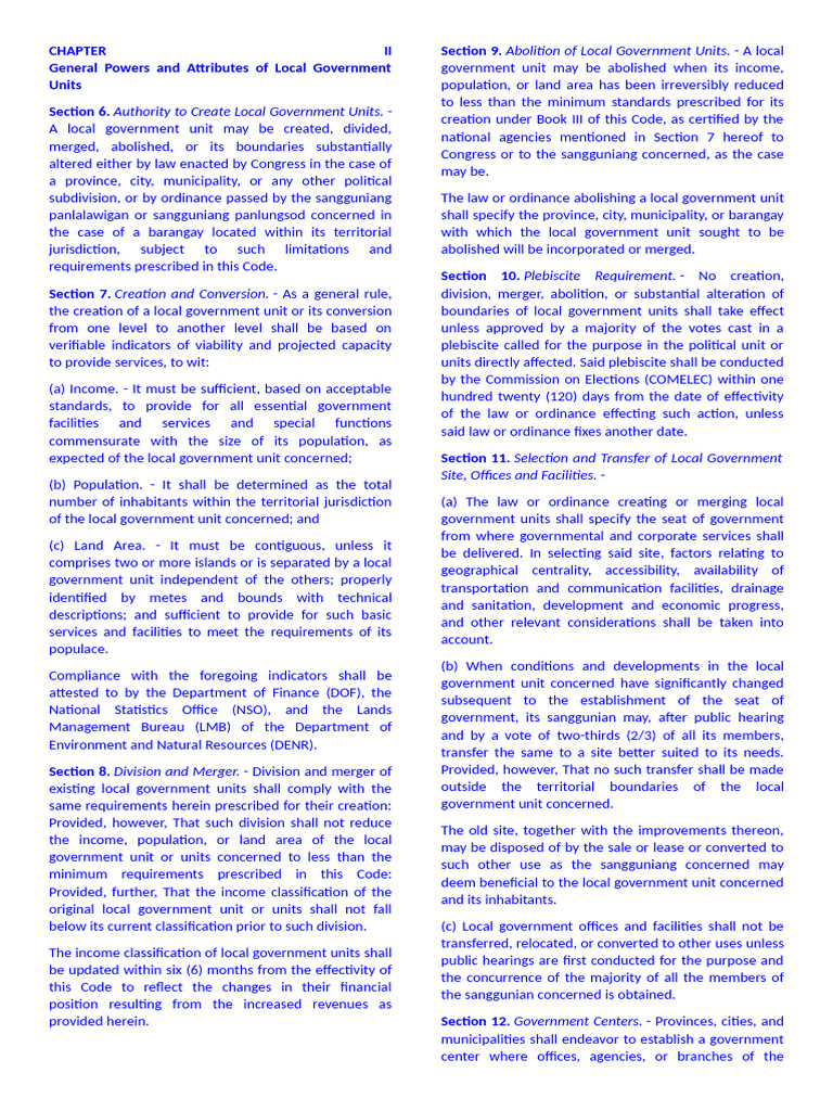 Local Government Unit Creation Guidelines | PDF | Eminent Domain