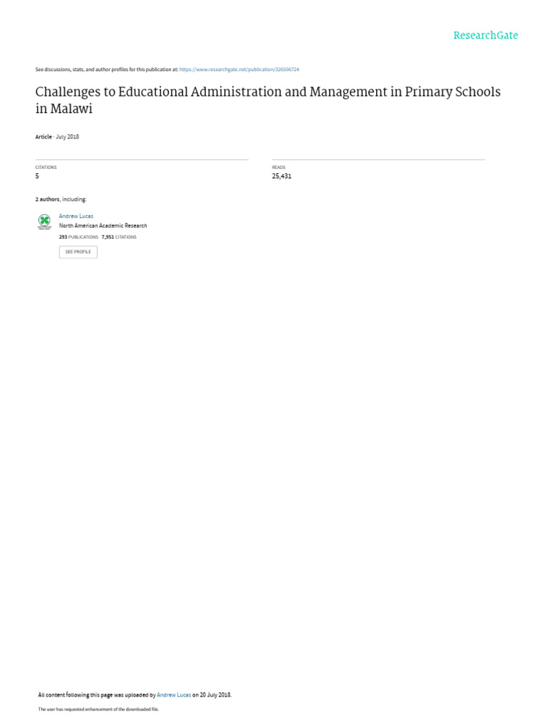 Challenges in Malawi Primary School Management | PDF | Teachers ...
