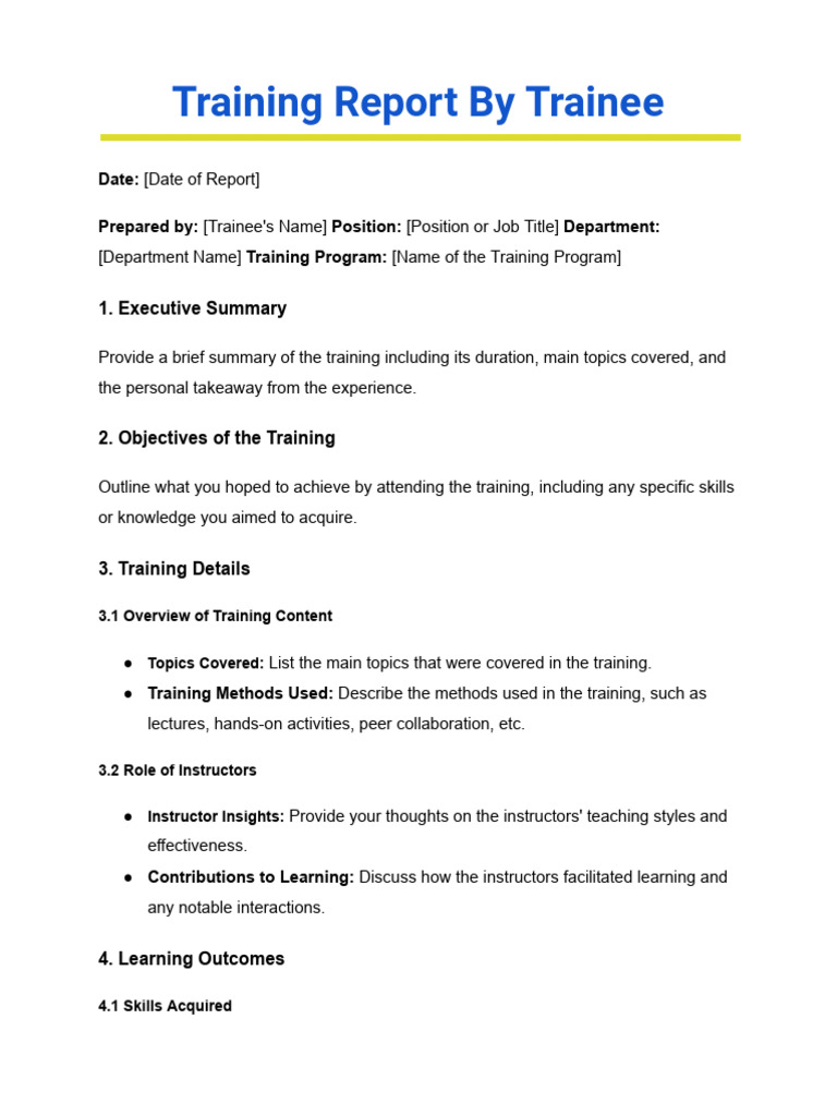 Trainee Training Report Summary | PDF