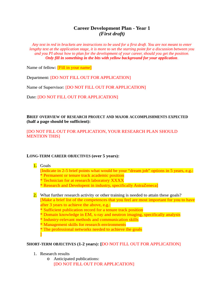 AMBER Individual Career Development Plan Template For Application | PDF ...