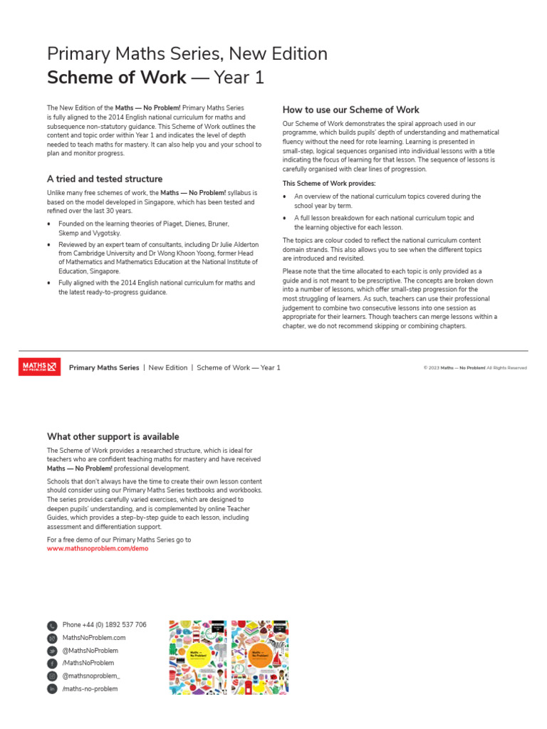 Year 1 Maths Scheme of Work Guide | PDF | Mathematics | Numbers