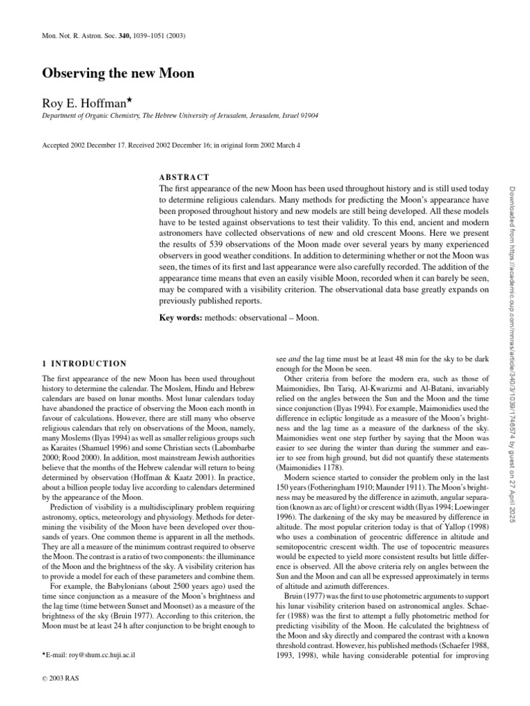 Observing the New Moon: Methods & Data | PDF | Moon | Sky