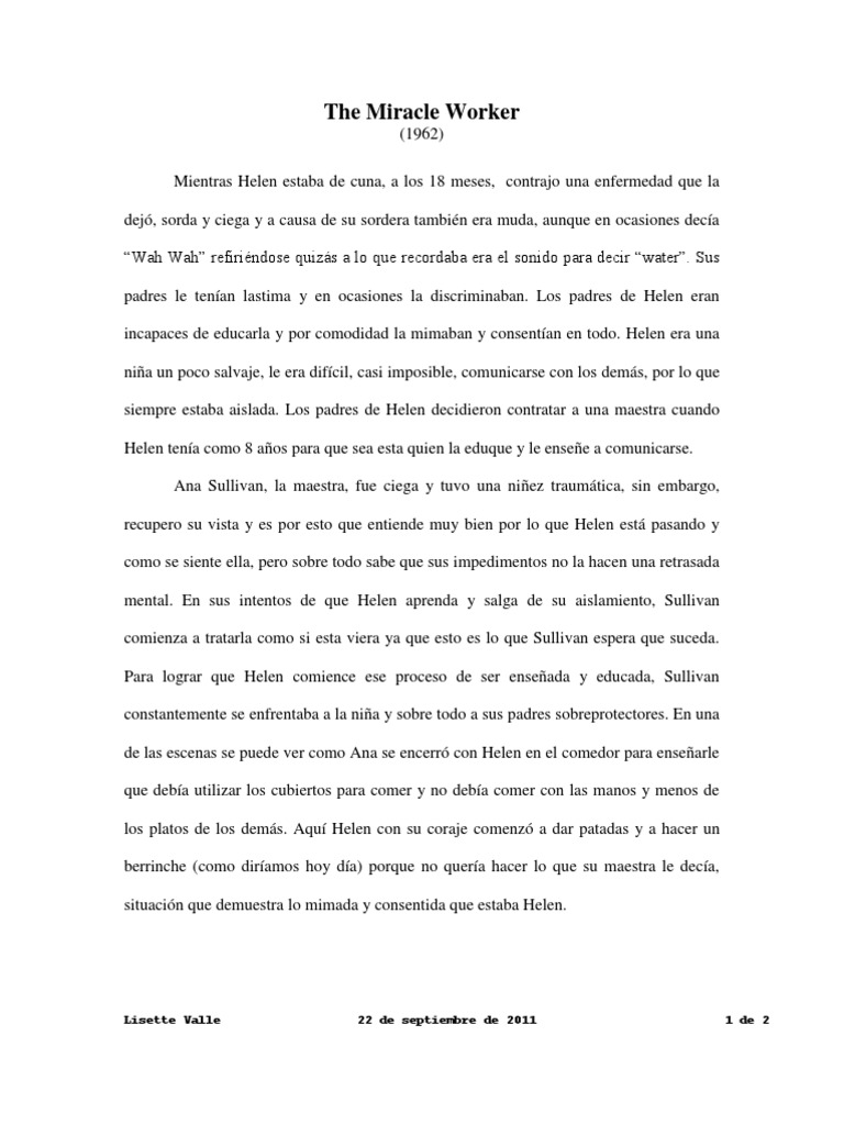 miracle worker essay