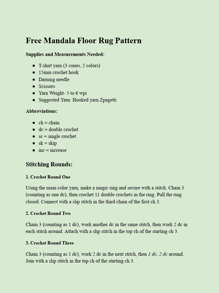 Free Mandala Rug Crochet Pattern | PDF | Crochet | Handicrafts