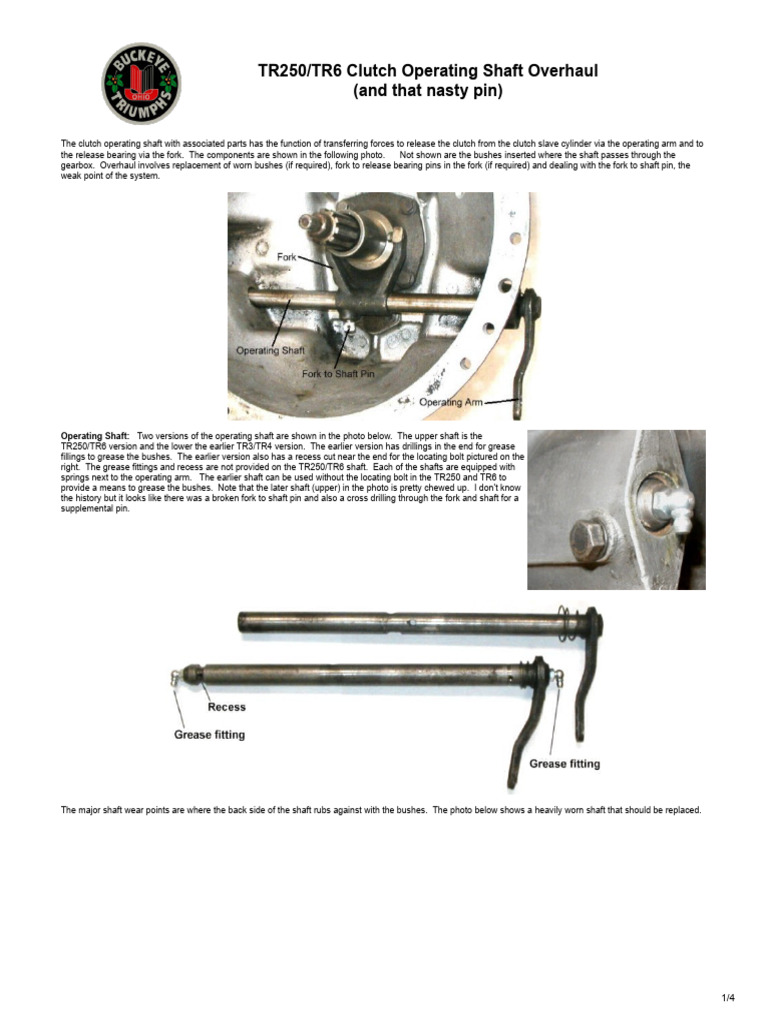 TR250/TR6 Clutch Shaft Overhaul Guide | PDF | Screw | Metalworking