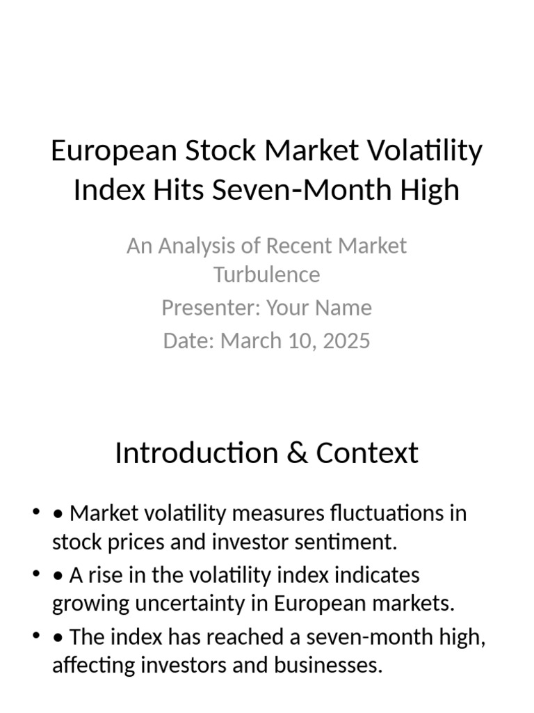 European Volatility Index Hits 7-Month High | PDF | Recession ...