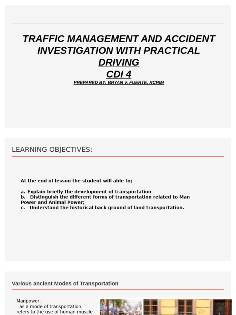 Traffic Management & Accident Investigation | PDF | Traffic | Driving ...