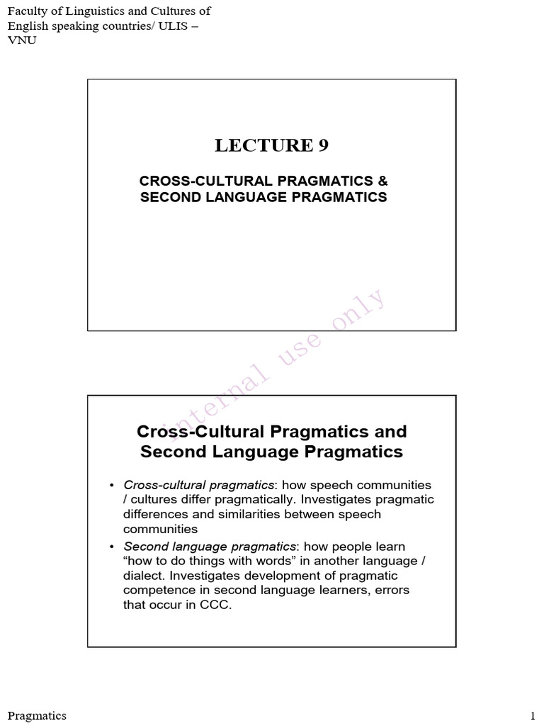 Cross-Cultural & Second Language Pragmatics | PDF | Second Language ...