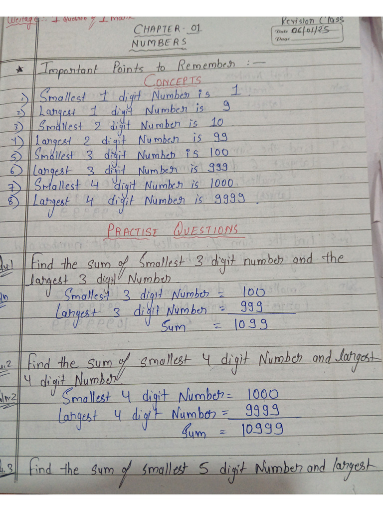 Chapter 1 Numbers Practice Questions | PDF