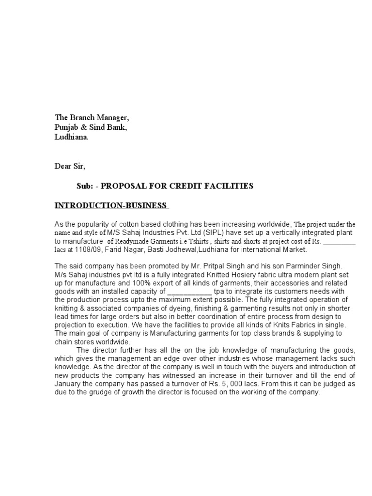 Credit Proposal for Sahaj Industries | PDF | Knitting | Textiles
